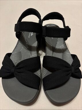 Clarks Cloudsteppers Arla Shore Womens Slingback Wedge Sandals Black Size 8